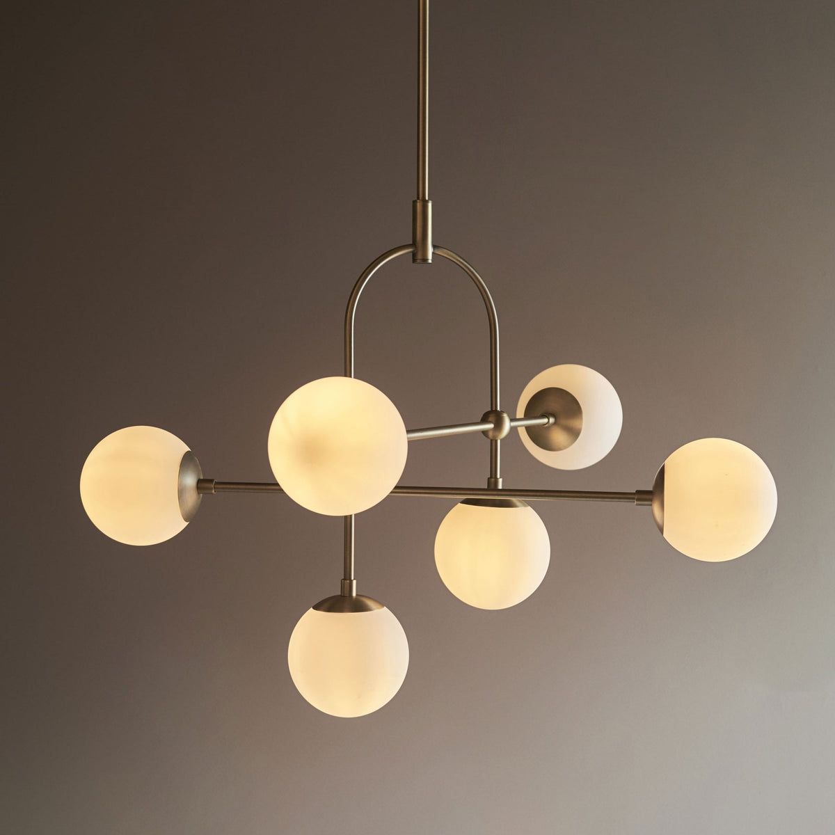 Overcombe Six Light Pendant in Matt Antique Brass