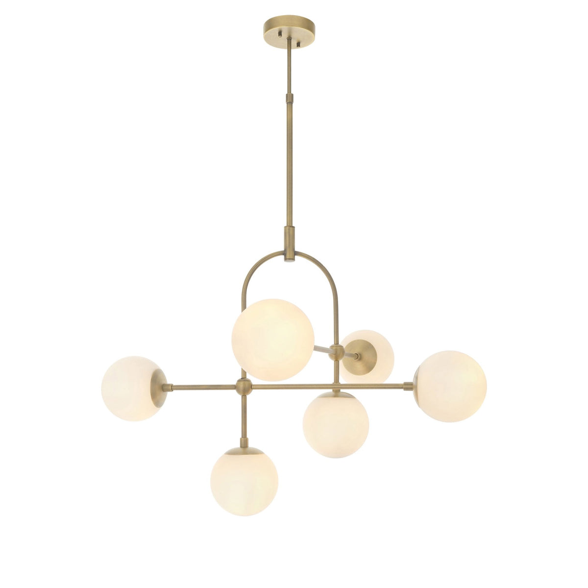 Overcombe Six Light Pendant in Matt Antique Brass