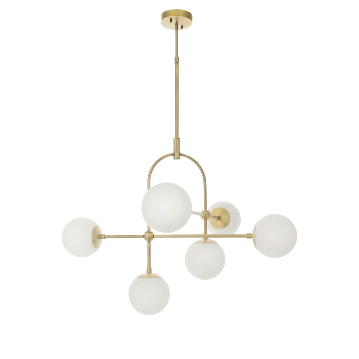 Overcombe Six Light Pendant in Matt Antique Brass