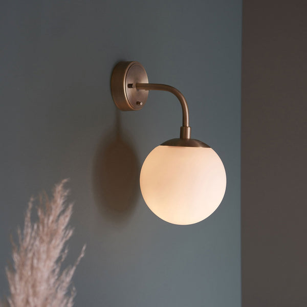 Overcombe Single Wall Light in Matt Antique Brass
