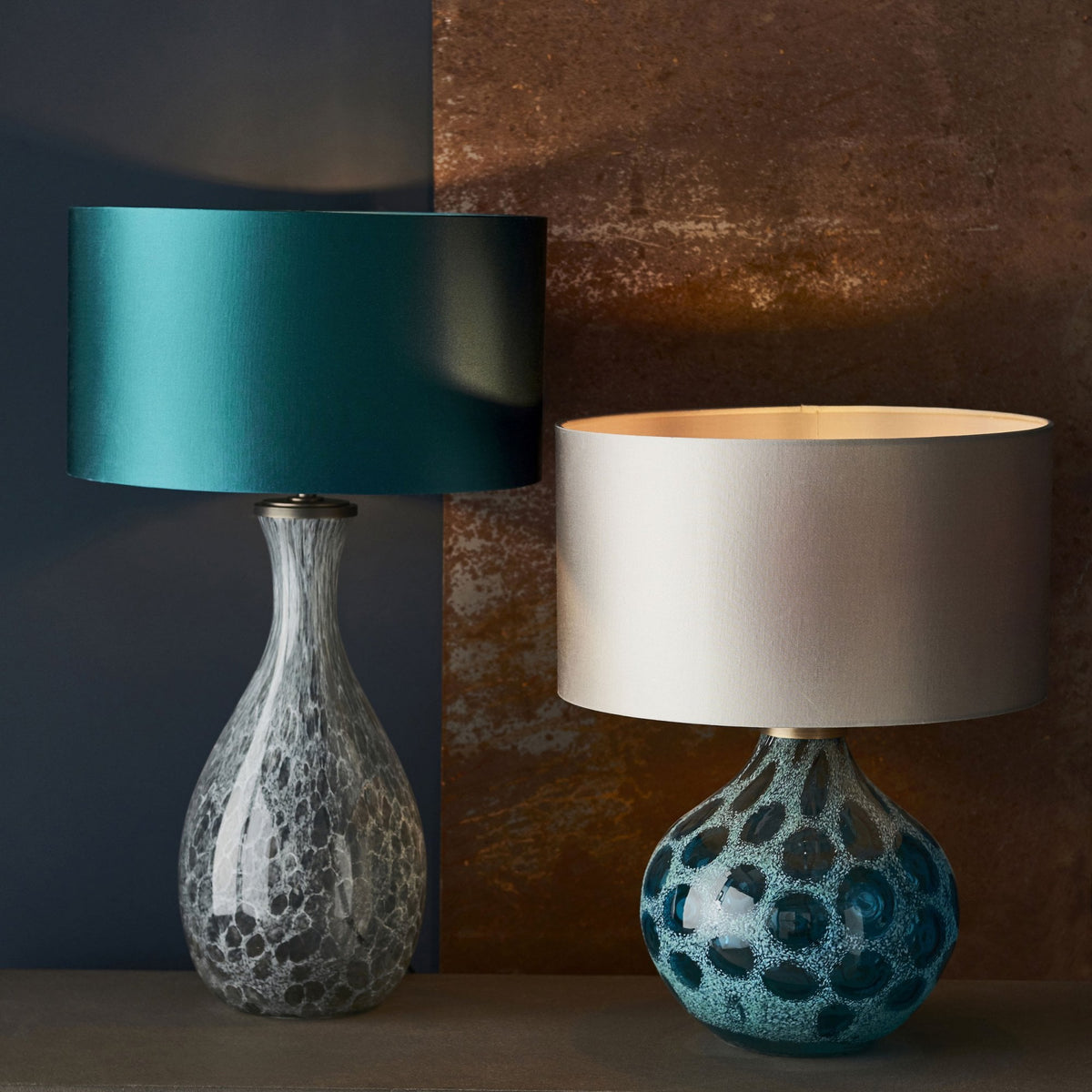 Merula White & Grey Artisan Glass Table Lamp Base