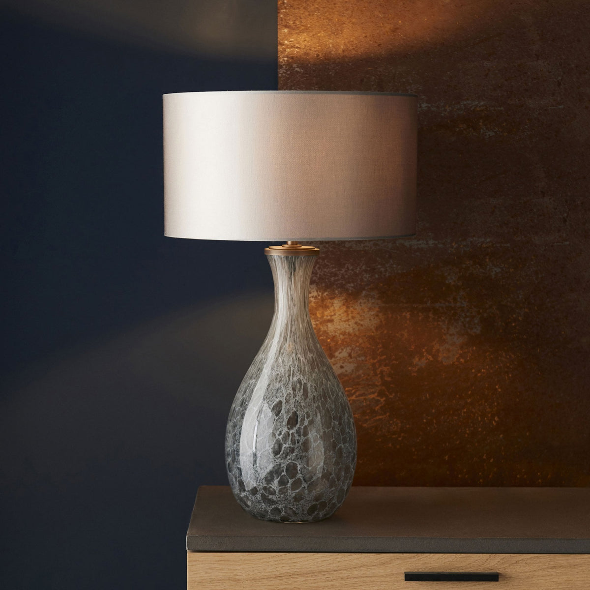 Merula White & Grey Artisan Glass Table Lamp Base