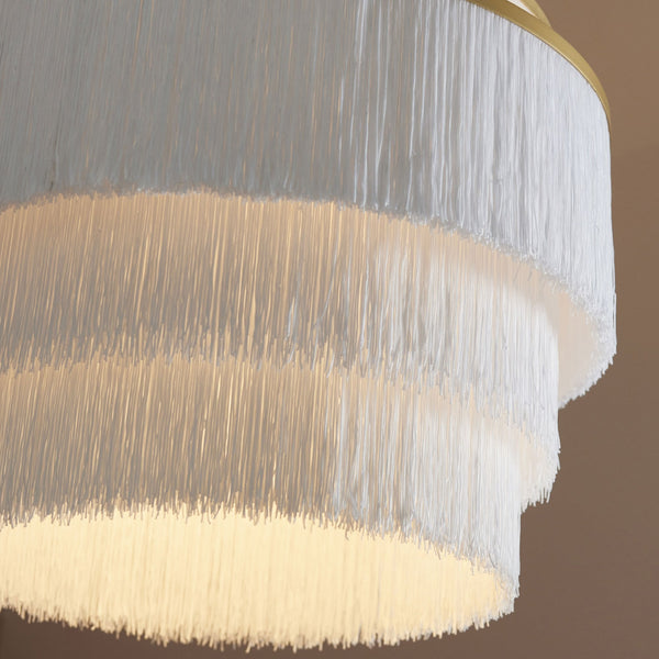 Tuckton 3 Light Pendant in Matt Gold & White Tassels