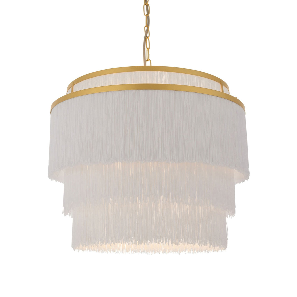 Tuckton 3 Light Pendant in Matt Gold & White Tassels