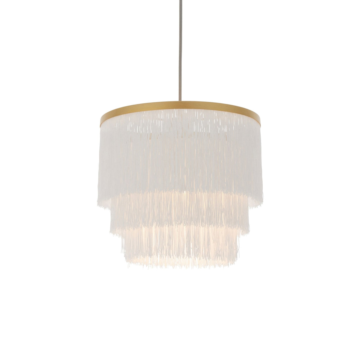 Tuckton Pendant Light in Matt Gold & White Tassels