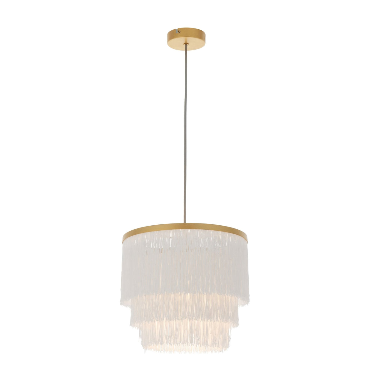 Tuckton Pendant Light in Matt Gold & White Tassels