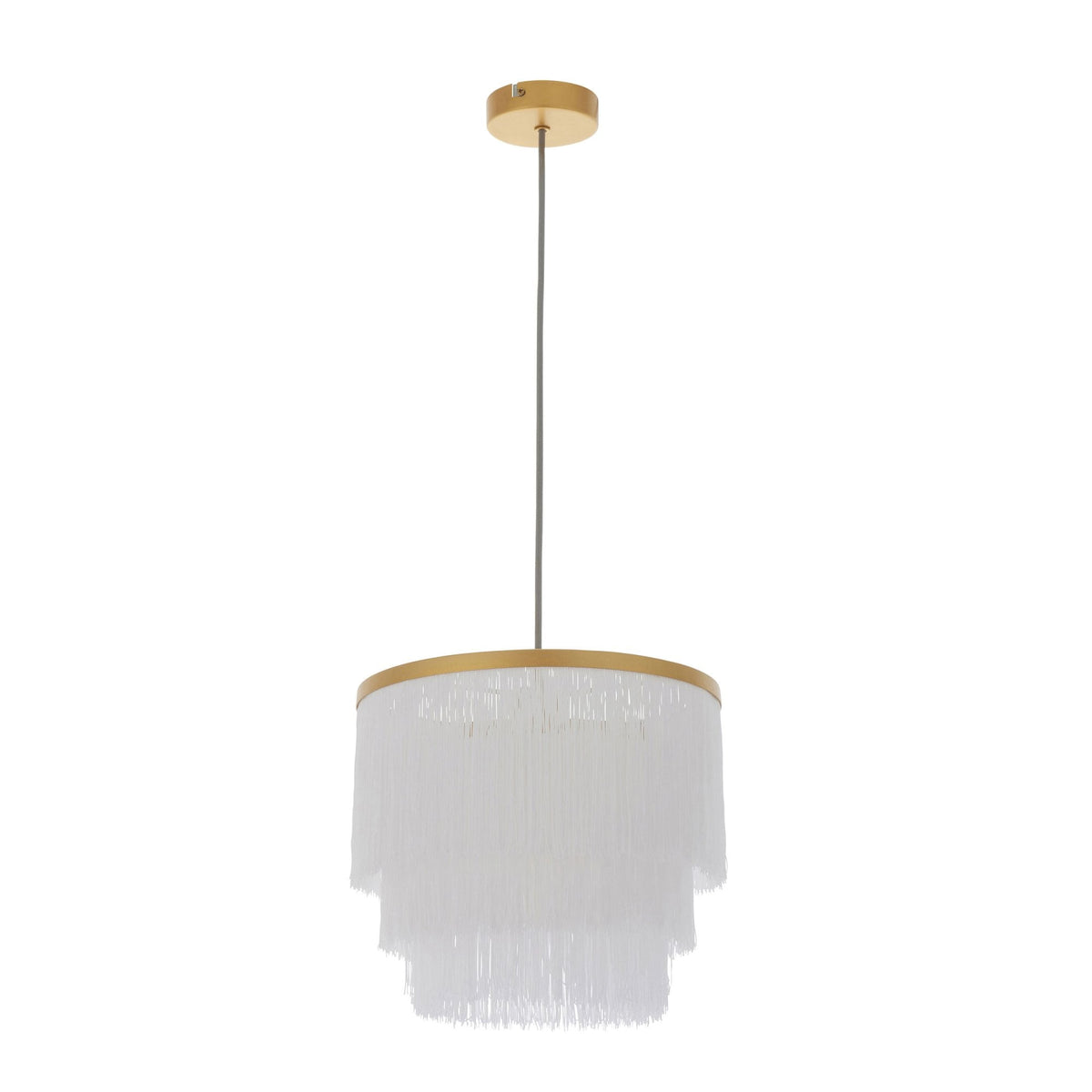 Tuckton Pendant Light in Matt Gold & White Tassels
