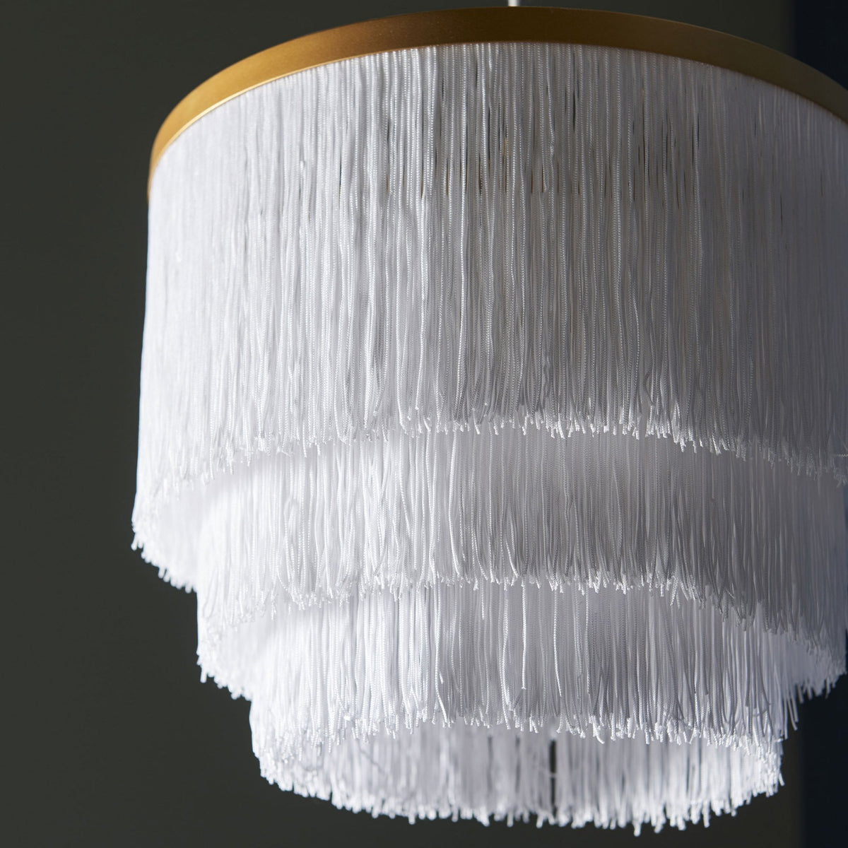 Tuckton Pendant Light in Matt Gold & White Tassels