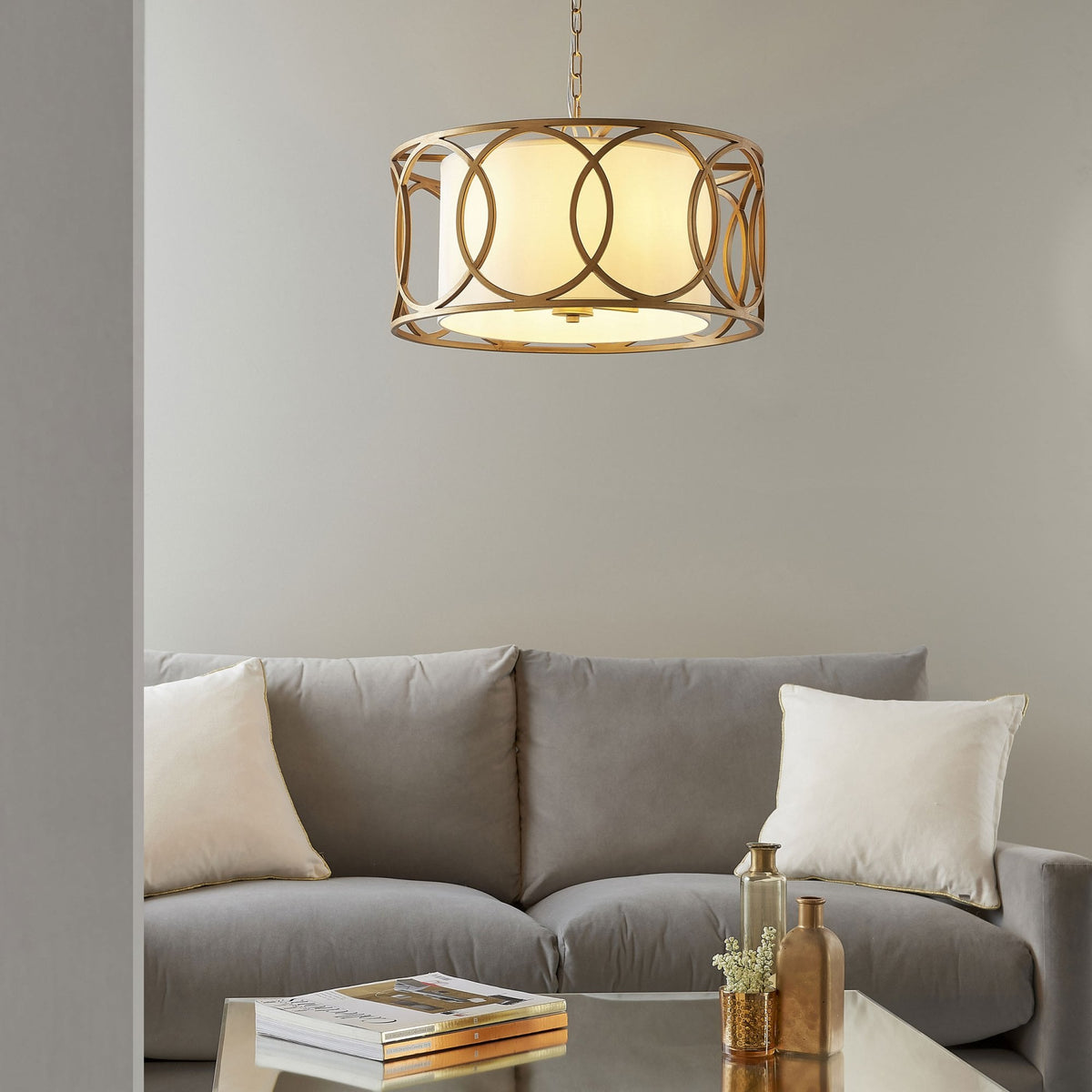 Upton 4 Light Pendant in Brushed Gold