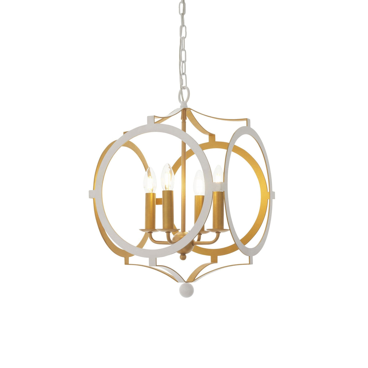 Sherborne 4 Light Pendant in Matt White & Gold Paint