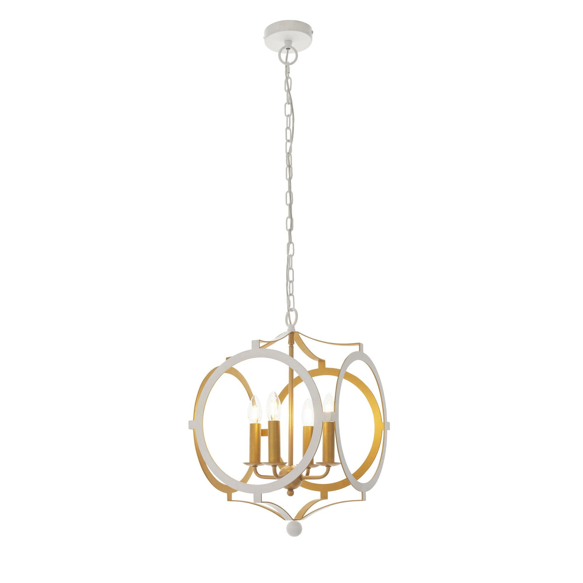Sherborne 4 Light Pendant in Matt White & Gold Paint