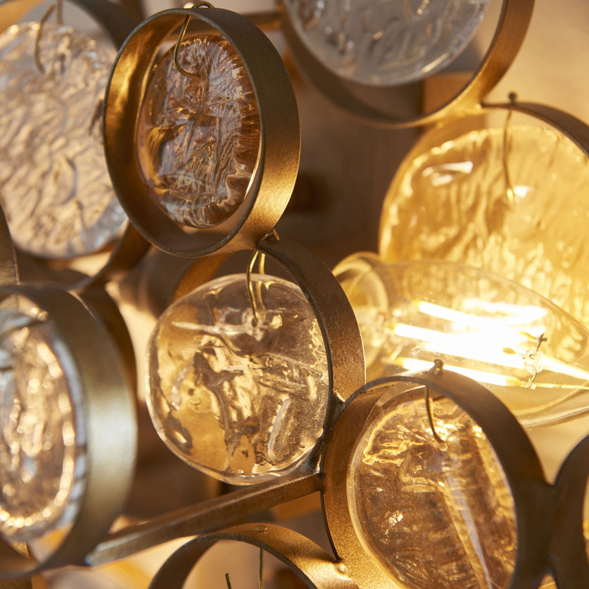 Osmington Wall Light in Antique Gold with Clear & Amber Glass