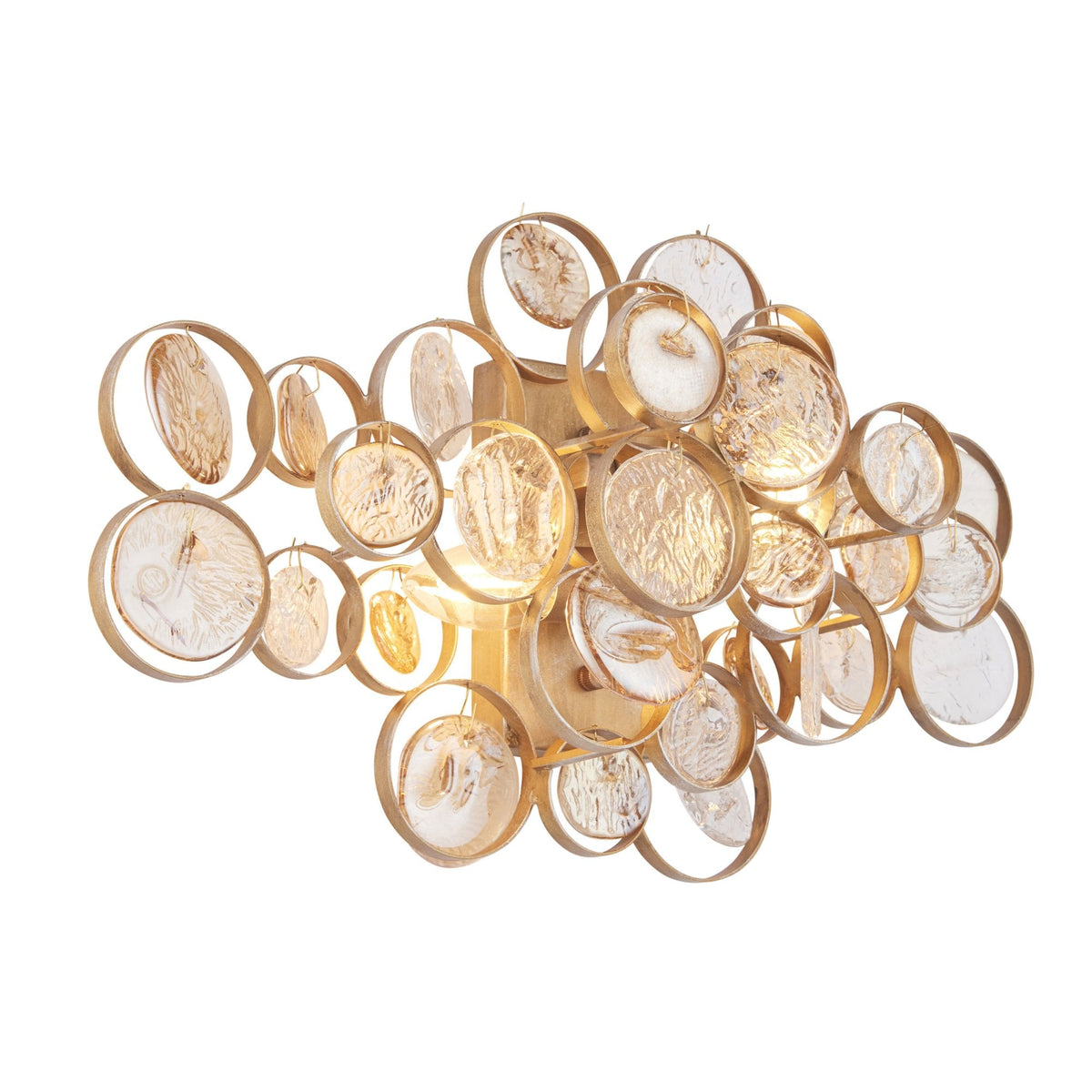 Osmington Wall Light in Antique Gold with Clear & Amber Glass