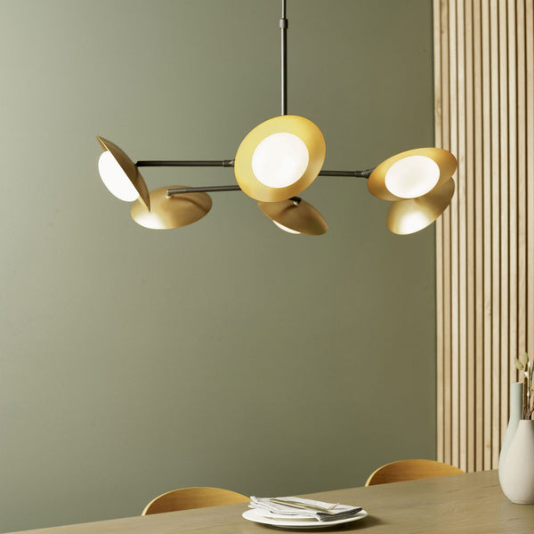 Alderney 6 Light Pendant in Gold & Dark Bronze