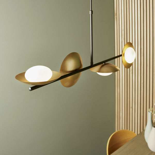 Alderney 4 Light Linear Pendant in Gold & Dark Bronze