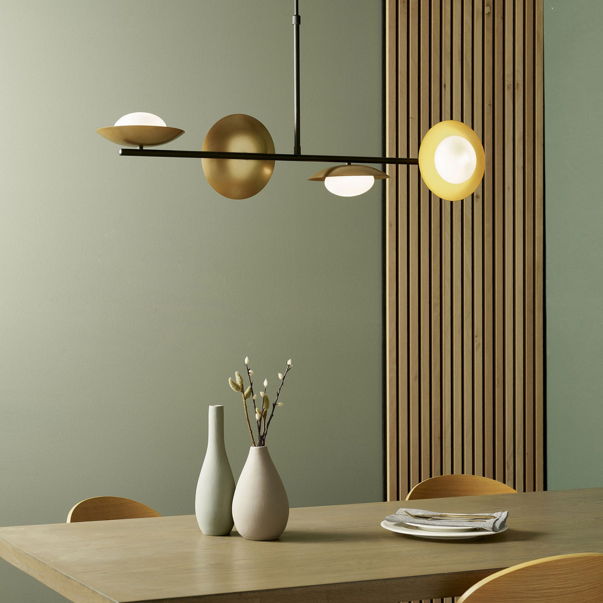 Alderney 4 Light Linear Pendant in Gold & Dark Bronze