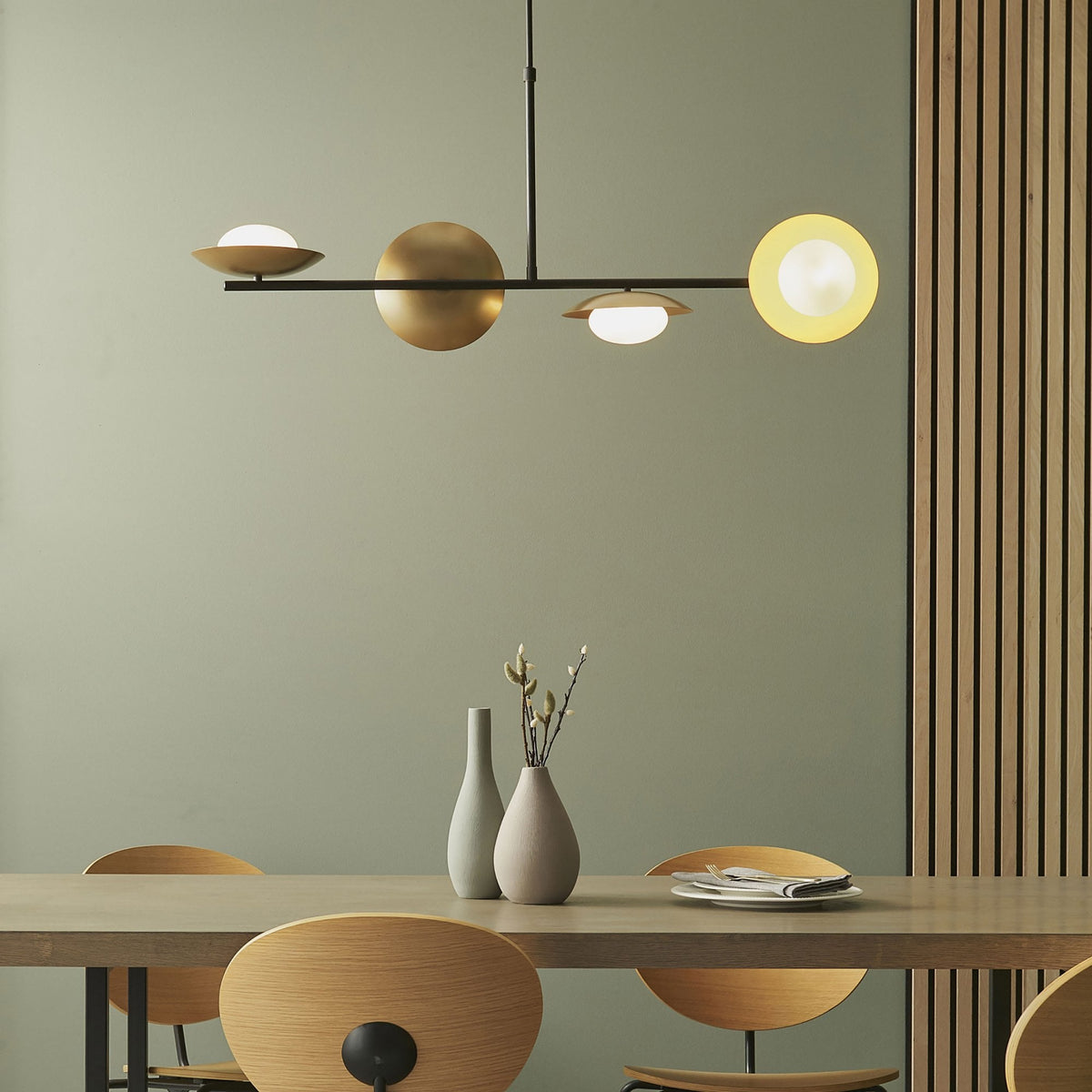 Alderney 4 Light Linear Pendant in Gold & Dark Bronze