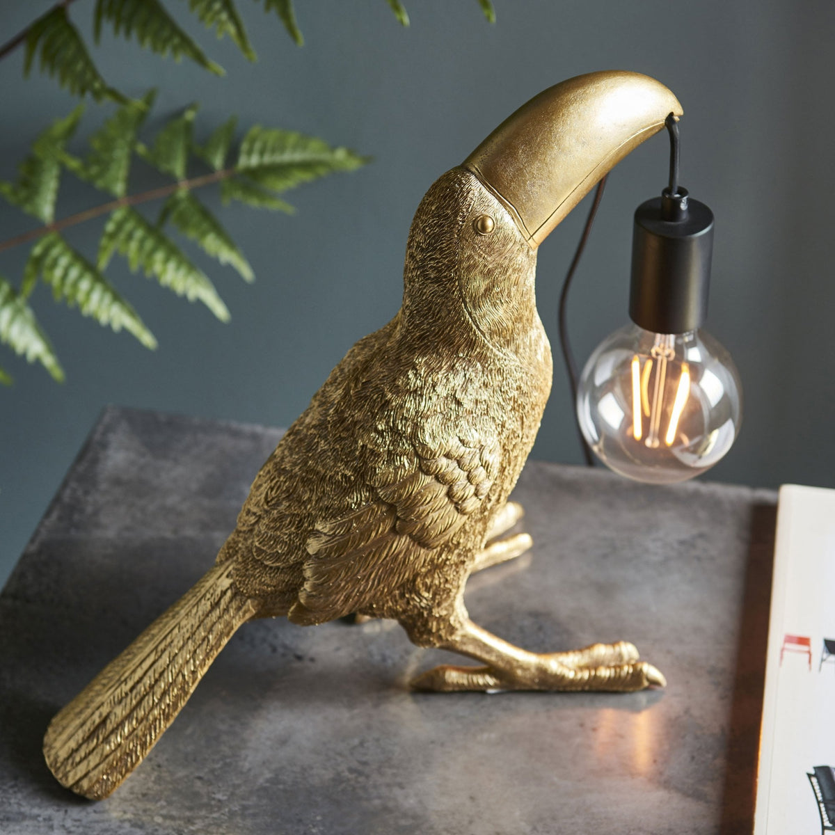 Toucan Table Lamp in Vintage Gold