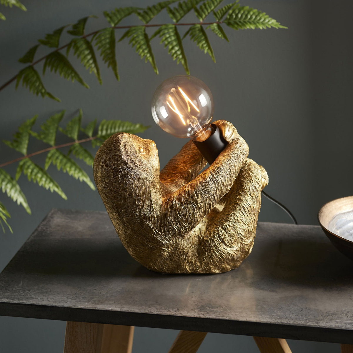 Sloth Table Lamp in Vintage Gold