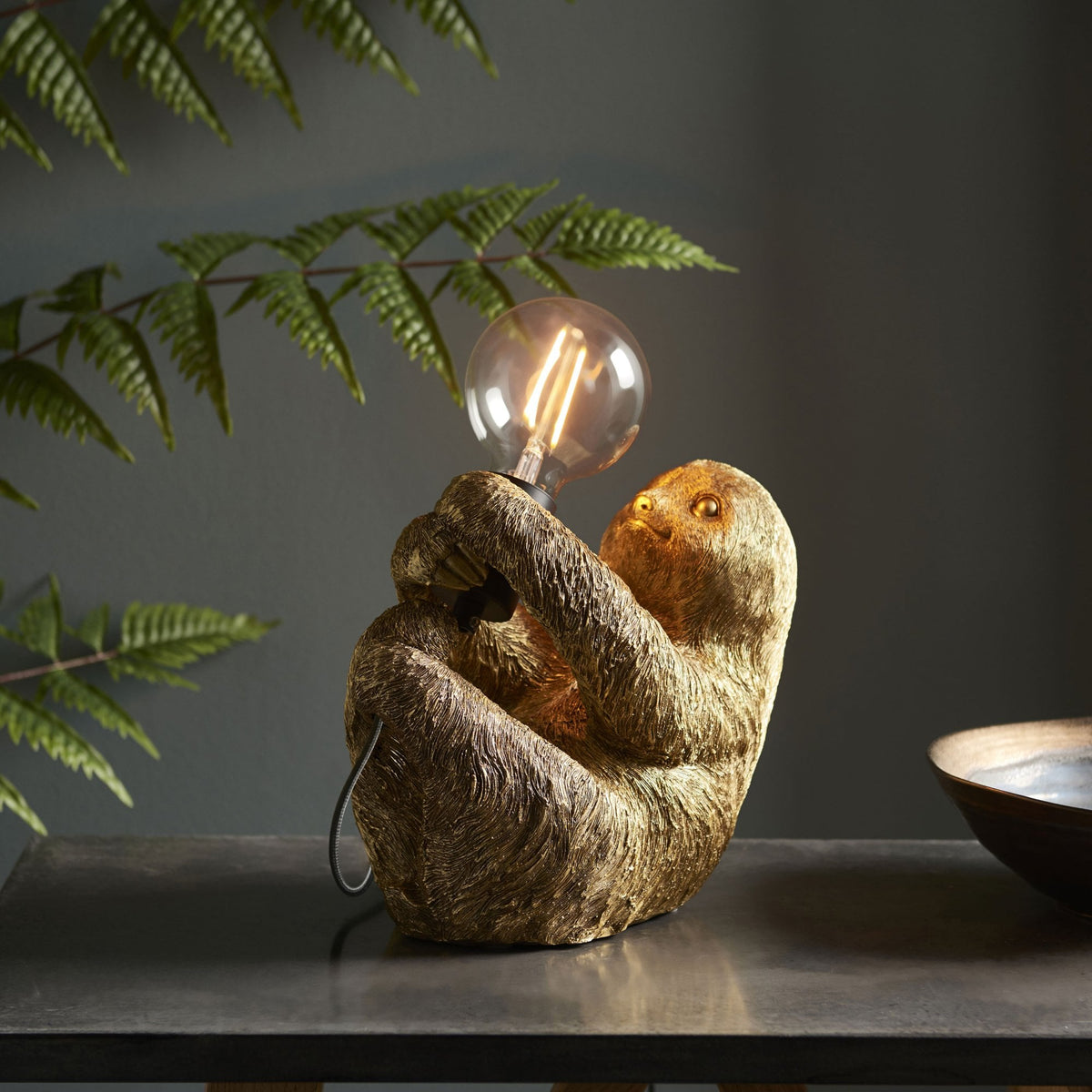Sloth Table Lamp in Vintage Gold