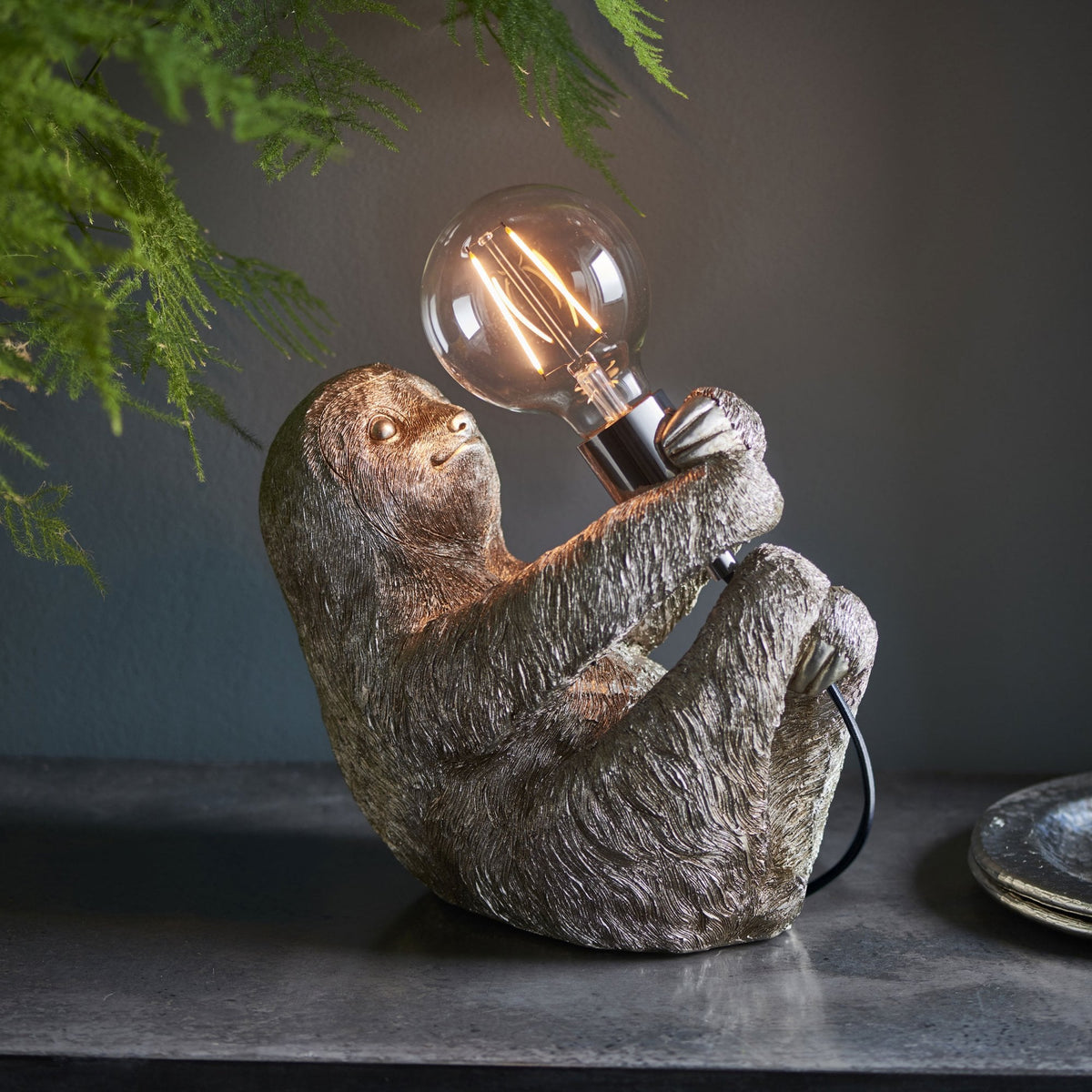 Sloth Table Lamp in Vintage Silver