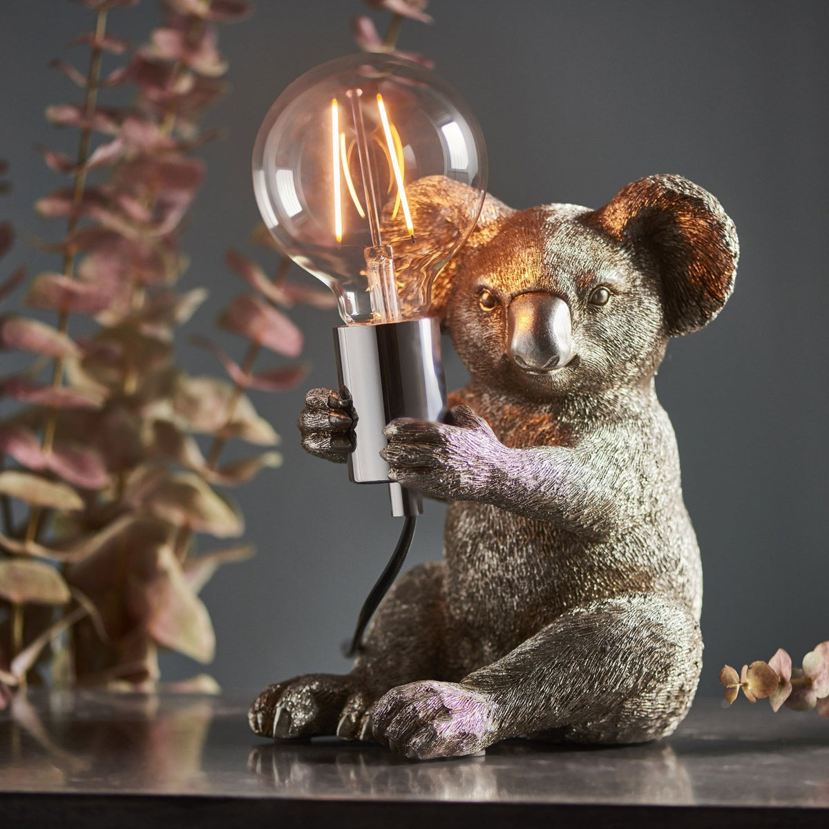 Koala Table Lamp in Vintage Silver