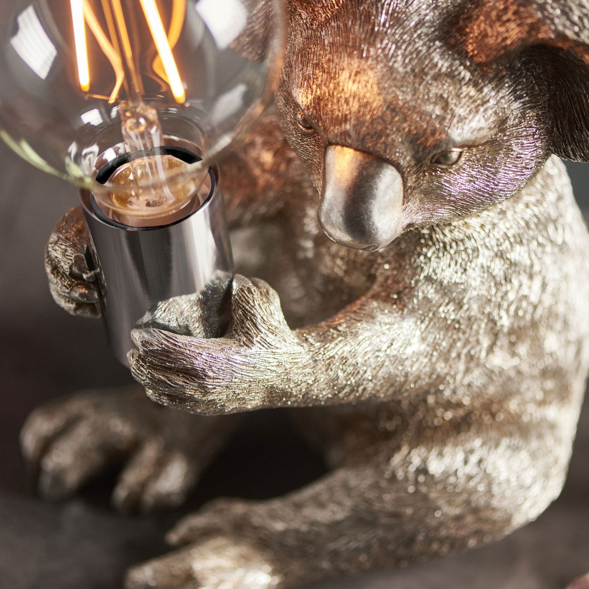 Koala Table Lamp in Vintage Silver