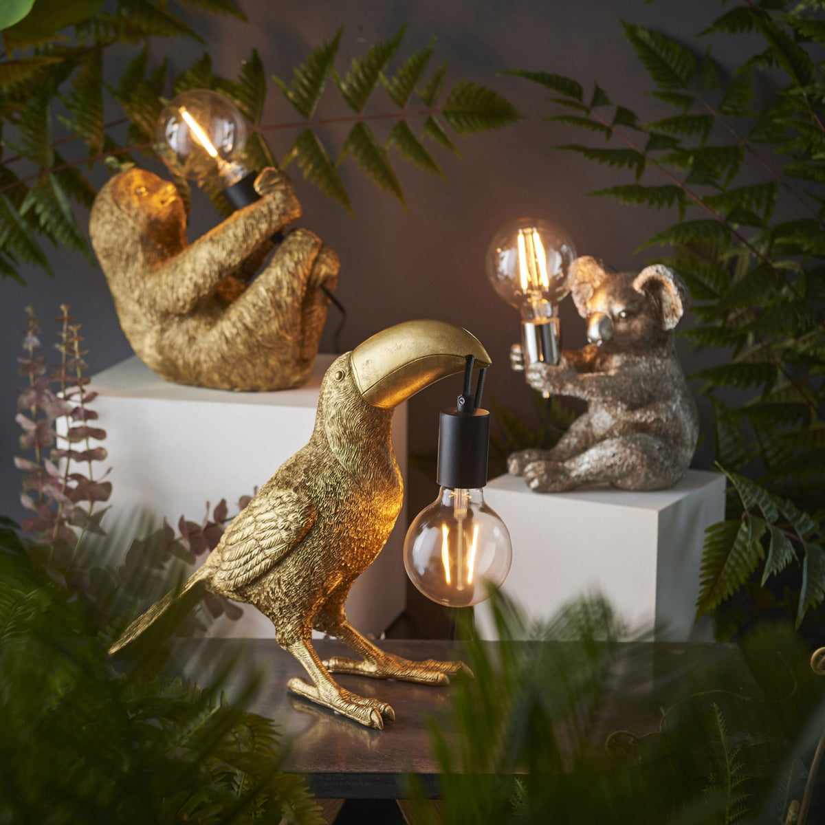 Koala Table Lamp in Vintage Silver