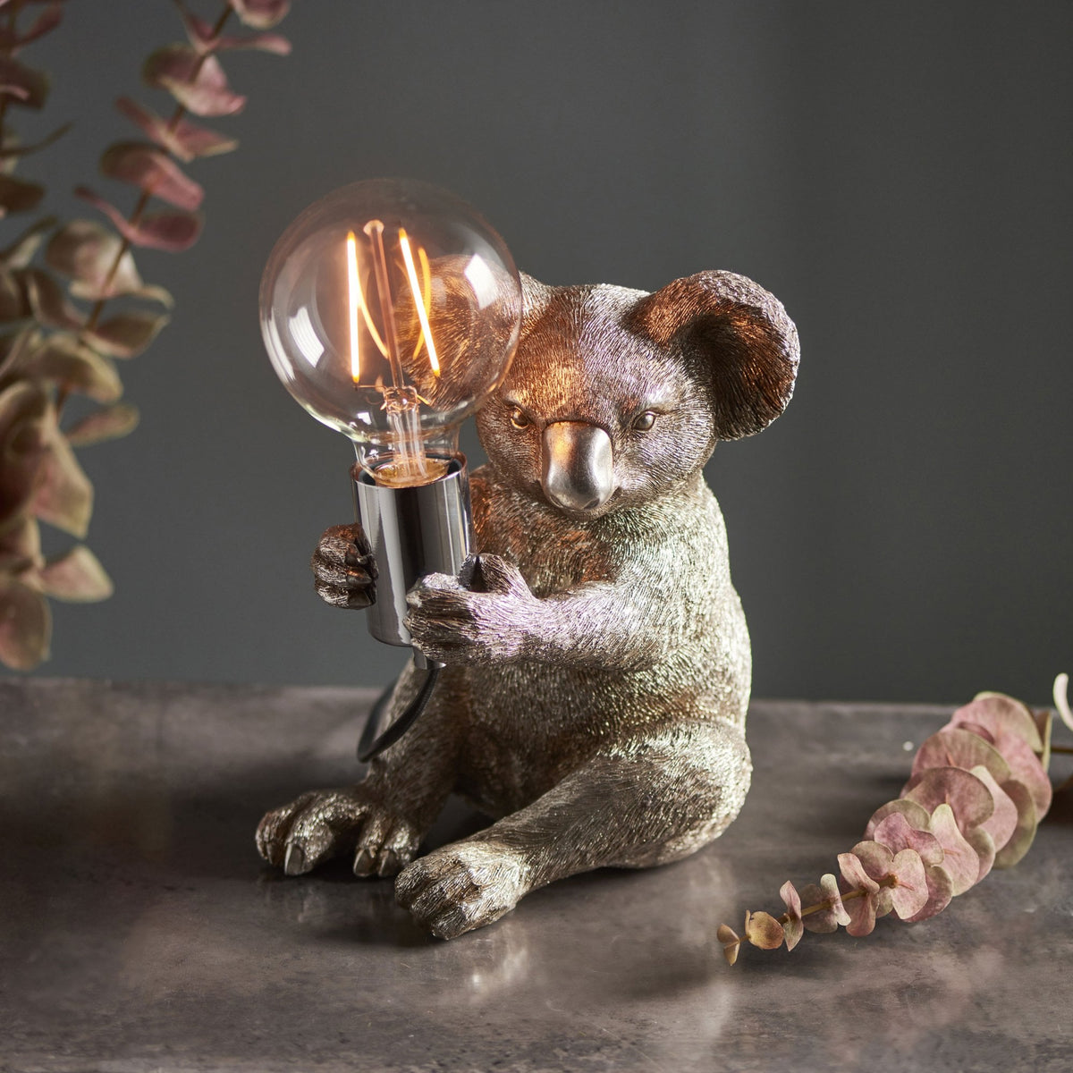 Koala Table Lamp in Vintage Silver