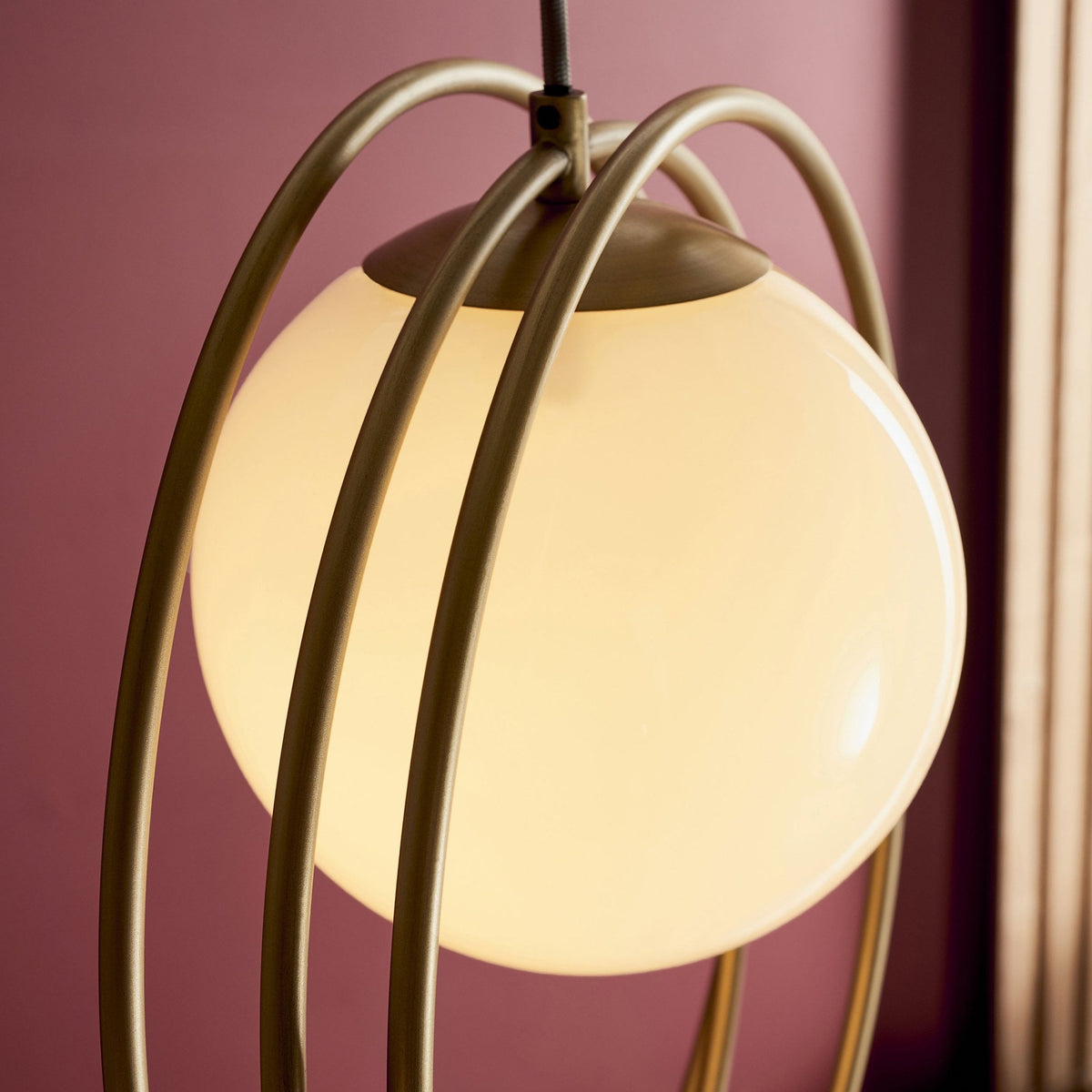 Knowlton Pendant in Brushed Gold with Gloss Opal Shade