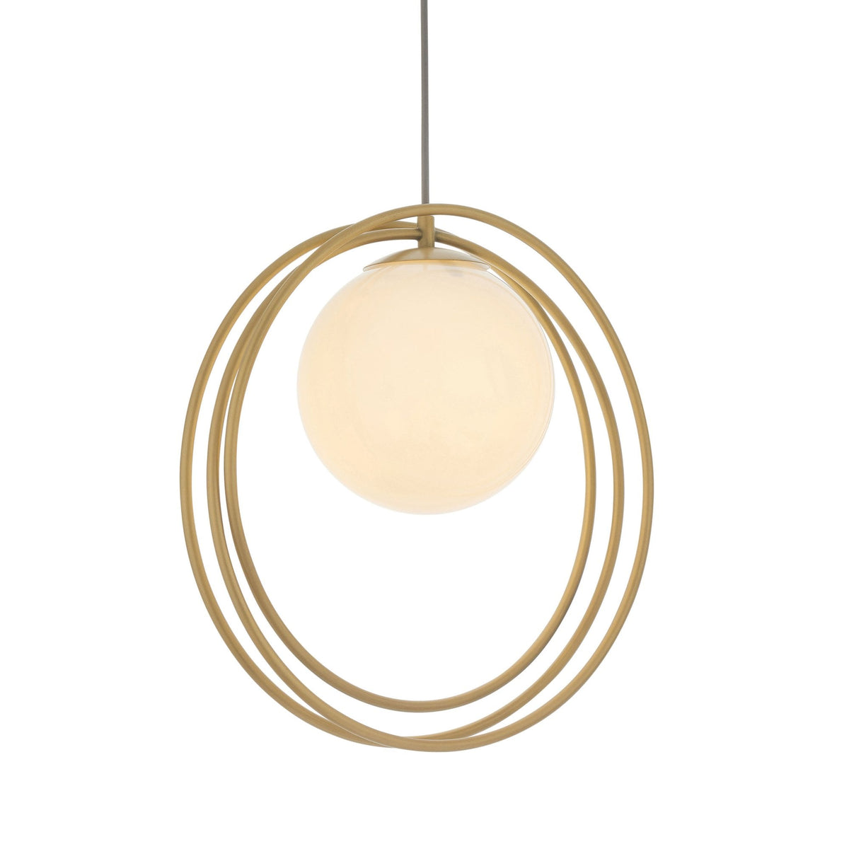 Knowlton Pendant in Brushed Gold with Gloss Opal Shade