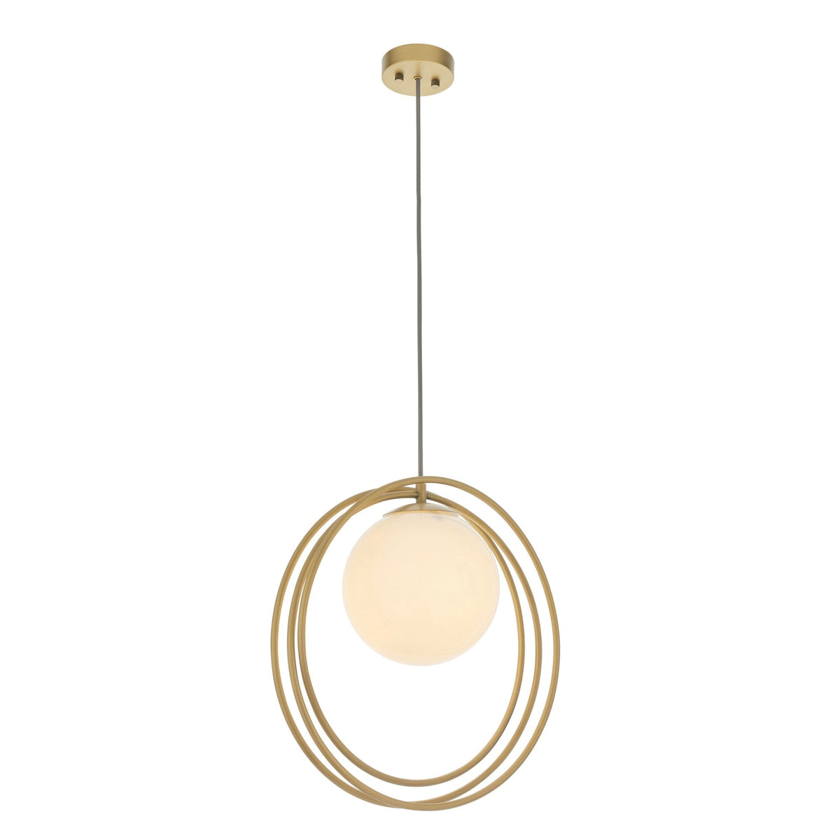 Knowlton Pendant in Brushed Gold with Gloss Opal Shade