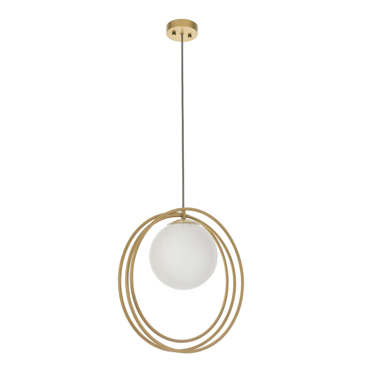 Knowlton Pendant in Brushed Gold with Gloss Opal Shade