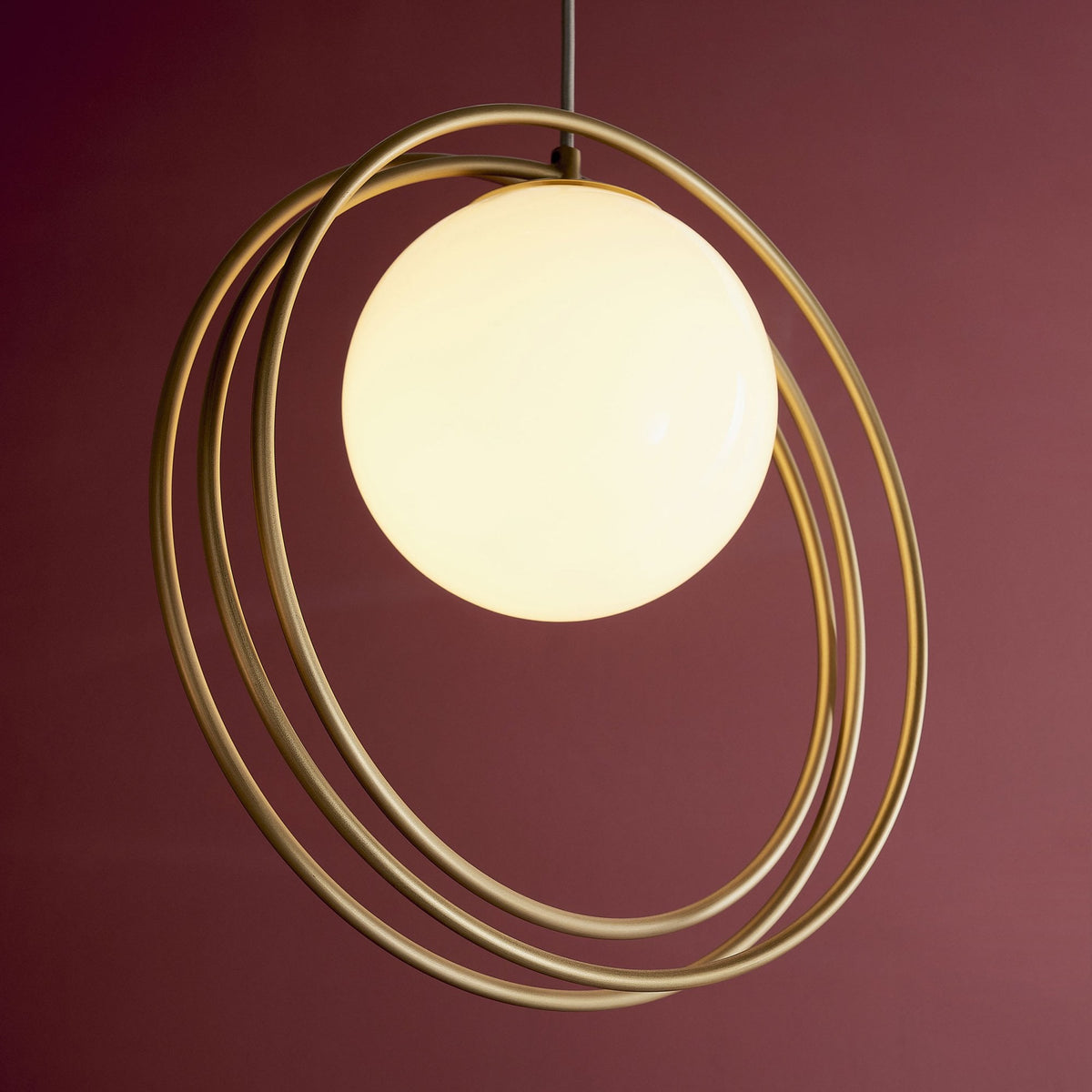 Knowlton Pendant in Brushed Gold with Gloss Opal Shade