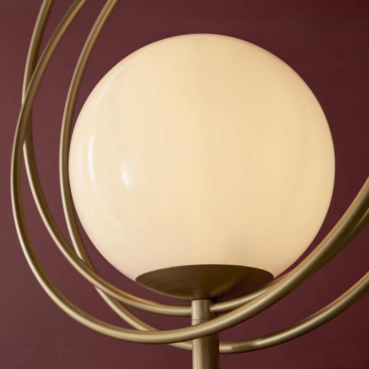 Emilio Floor Lamp in Brushed Gold with Gloss Opal Shade