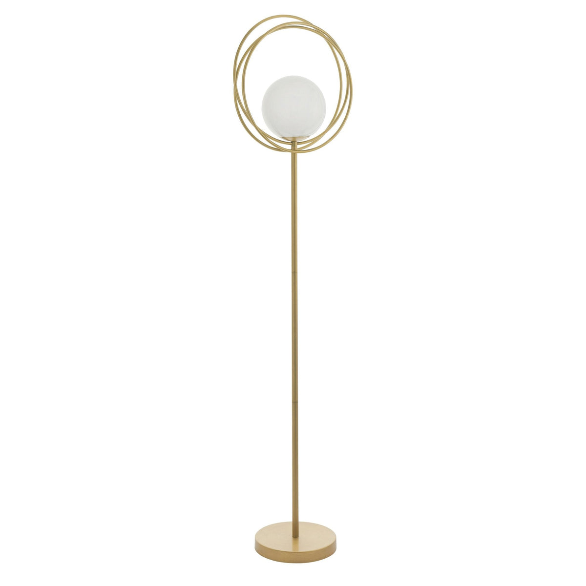 Emilio Floor Lamp in Brushed Gold with Gloss Opal Shade