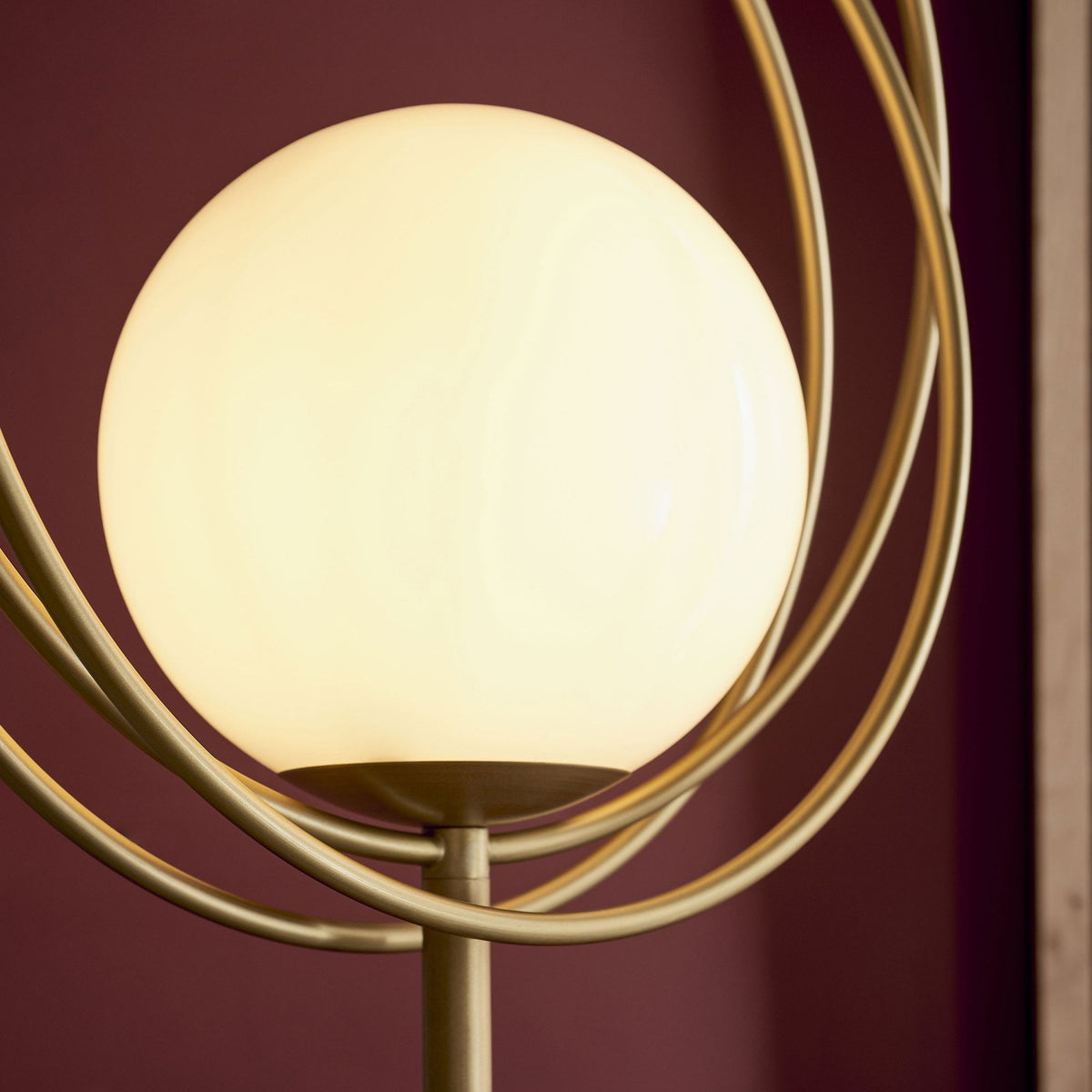 Emilio Floor Lamp in Brushed Gold with Gloss Opal Shade