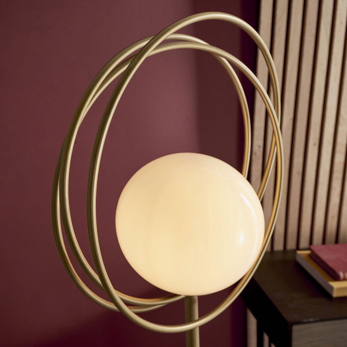 Emilio Floor Lamp in Brushed Gold with Gloss Opal Shade