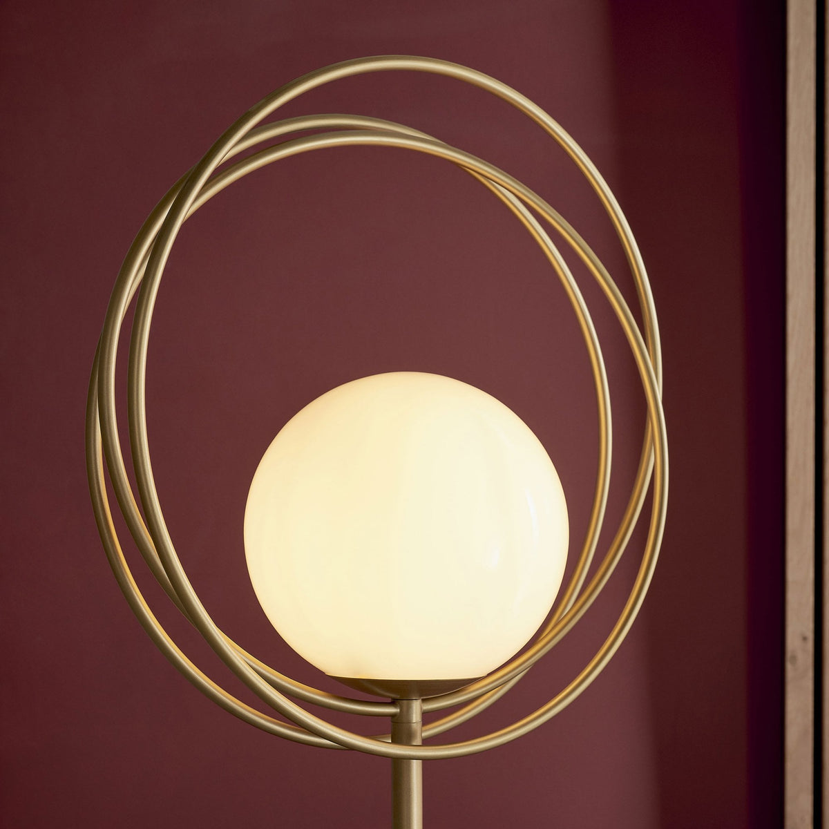 Emilio Floor Lamp in Brushed Gold with Gloss Opal Shade
