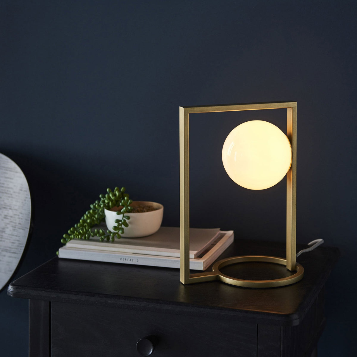 Teo Geometric Table Lamp in Brushed Gold