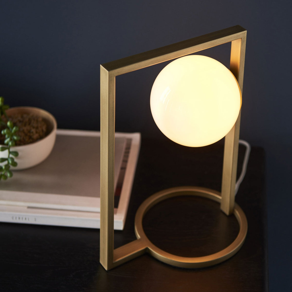 Teo Geometric Table Lamp in Brushed Gold