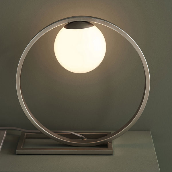 Enzo Geometric Table Lamp in Brushed Silver