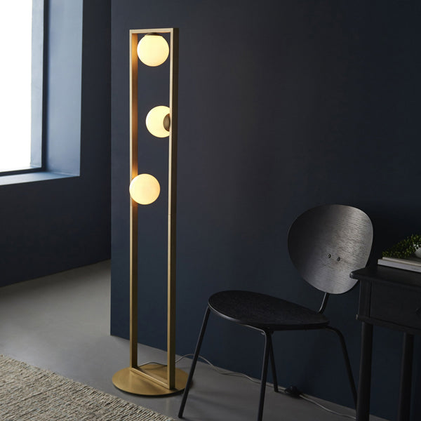 Teo Geometric Floor Lamp in Brushed Gold