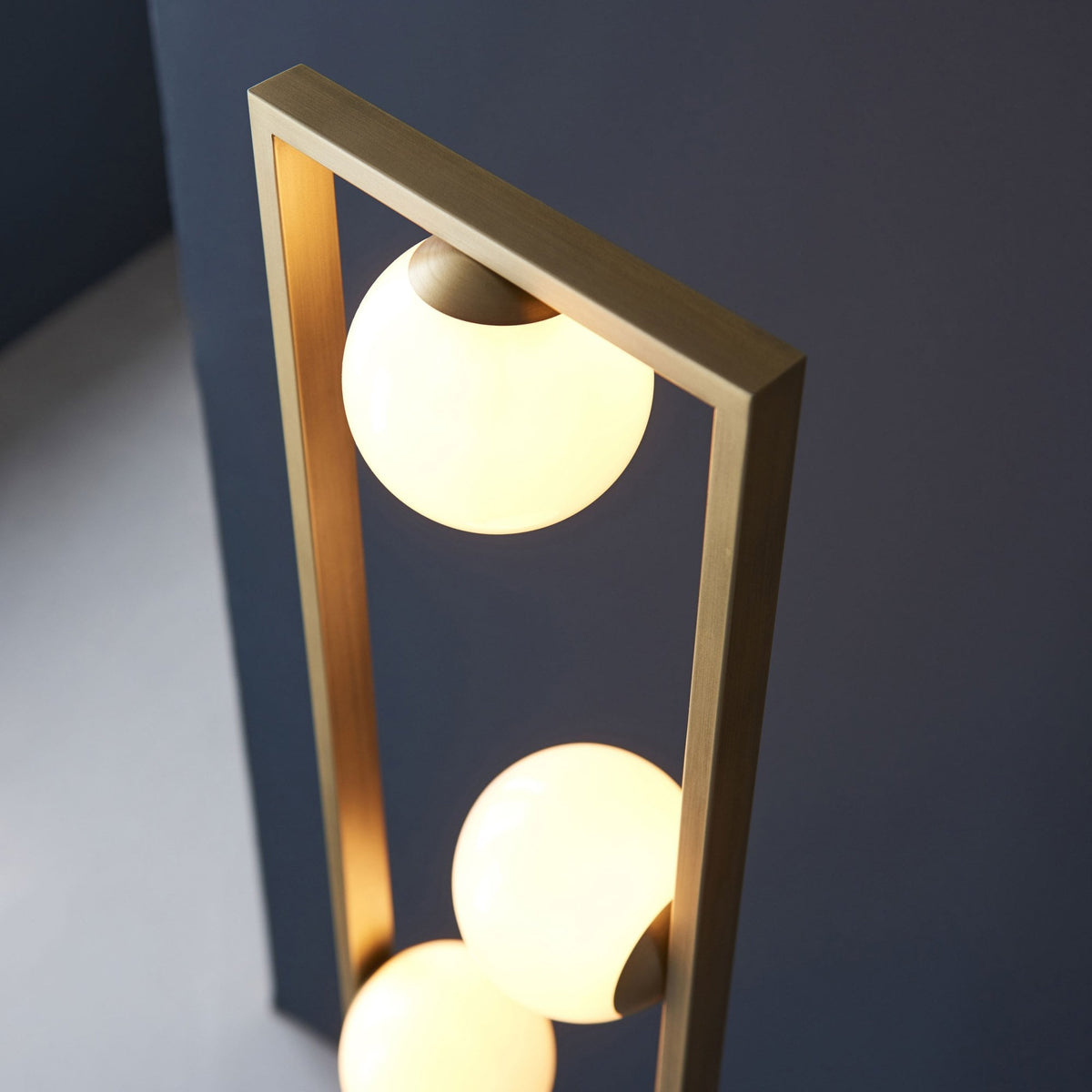 Teo Geometric Floor Lamp in Brushed Gold