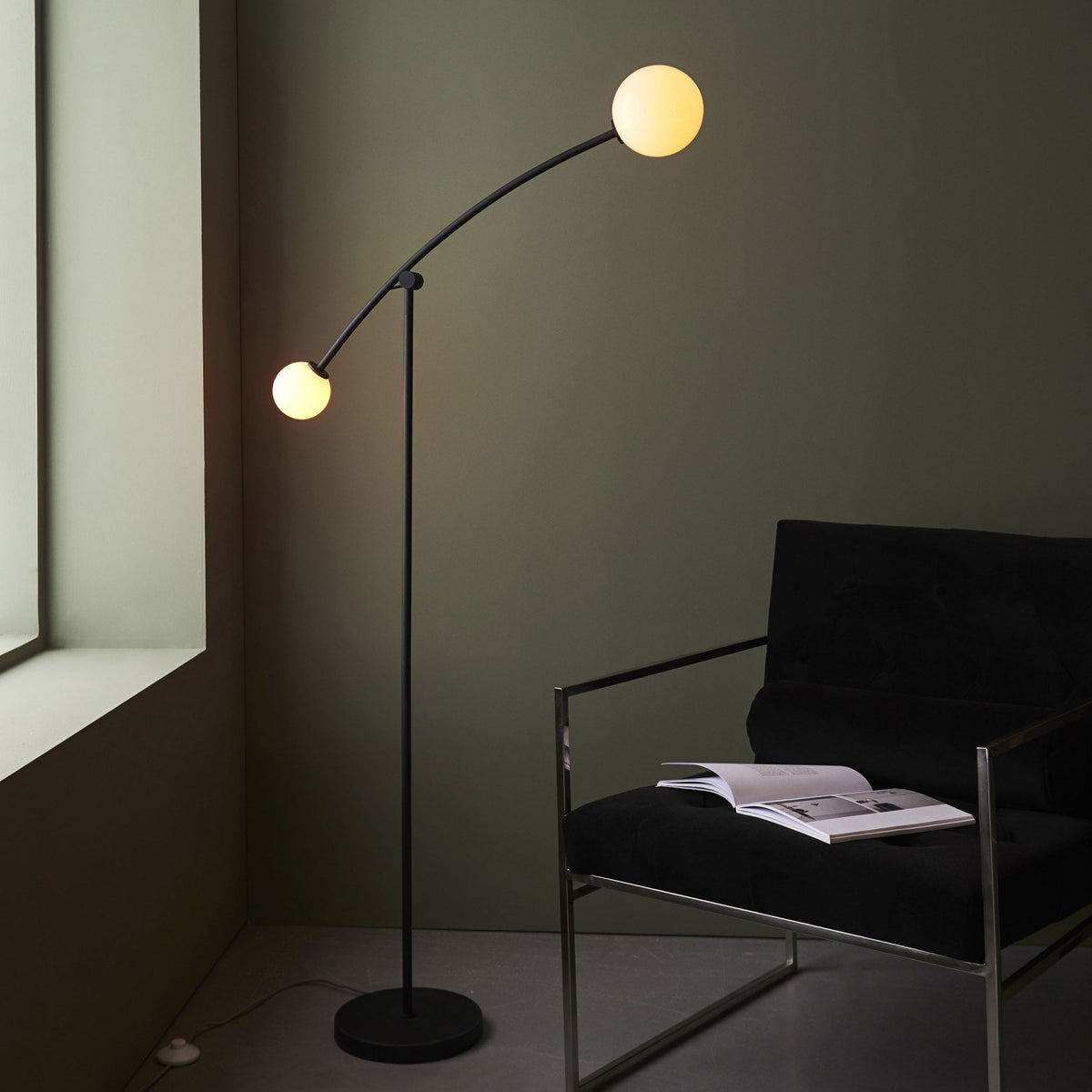 Frampton Two Light Floor Lamp in Matt Black