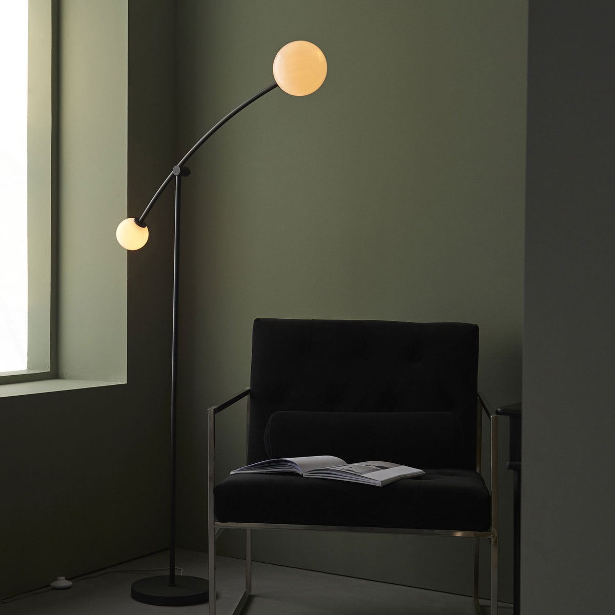 Frampton Two Light Floor Lamp in Matt Black