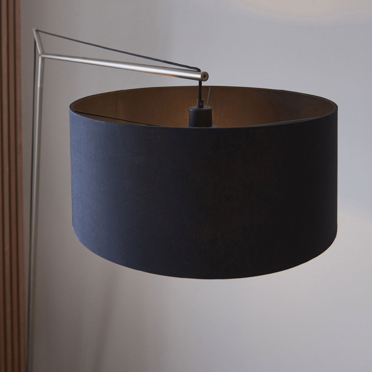 Milan XL Floor Lamp in Matt Nickel & Black Shade