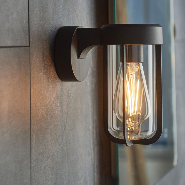 Lillington IP44 E27 Wall Light in Matt Black