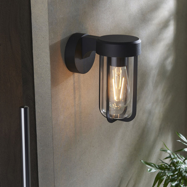 Lillington IP44 E27 Wall Light in Matt Black
