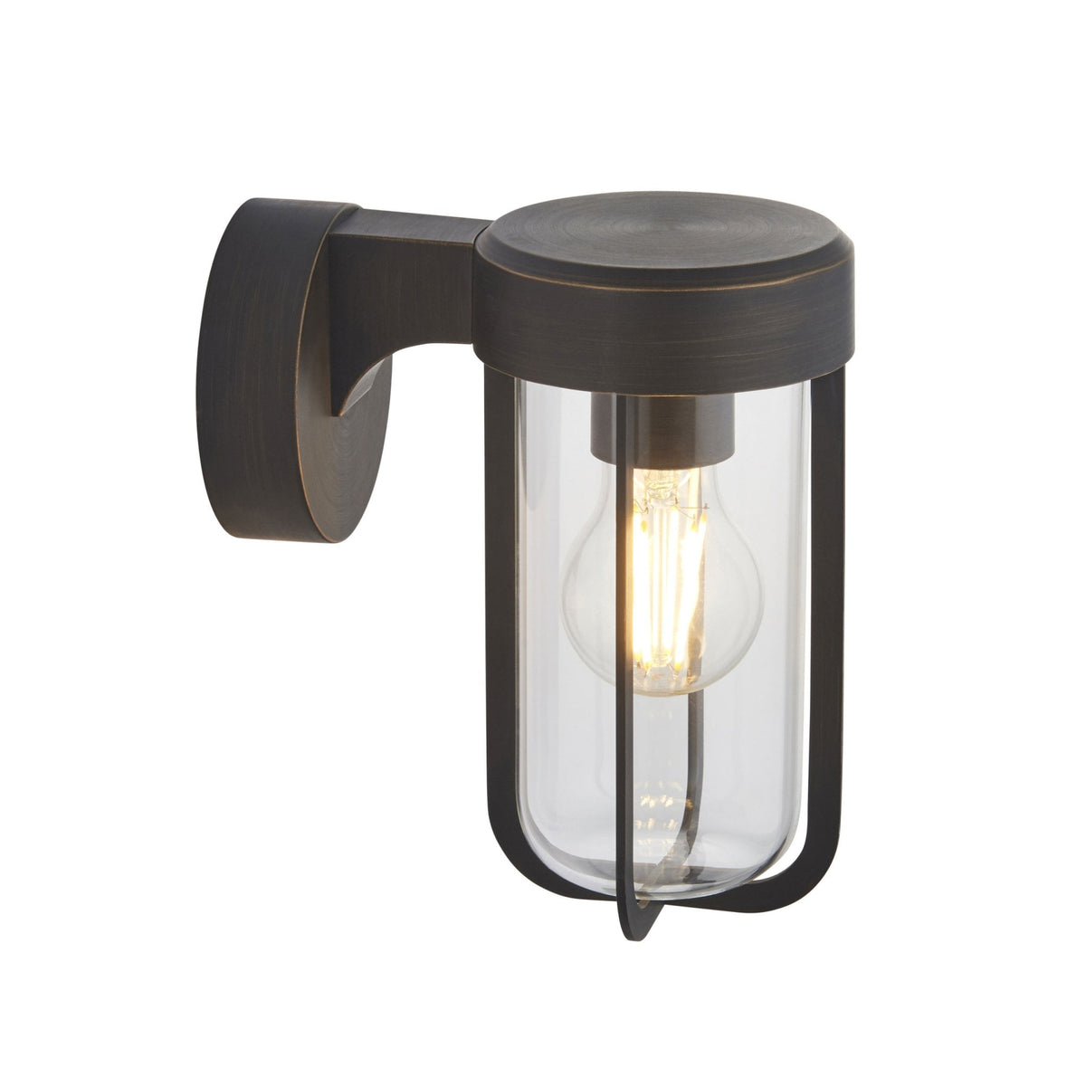 Applique murale noire cylindrique, avec une ampoule chaude, adaptée à l'extérieur ou à la salle de bain.